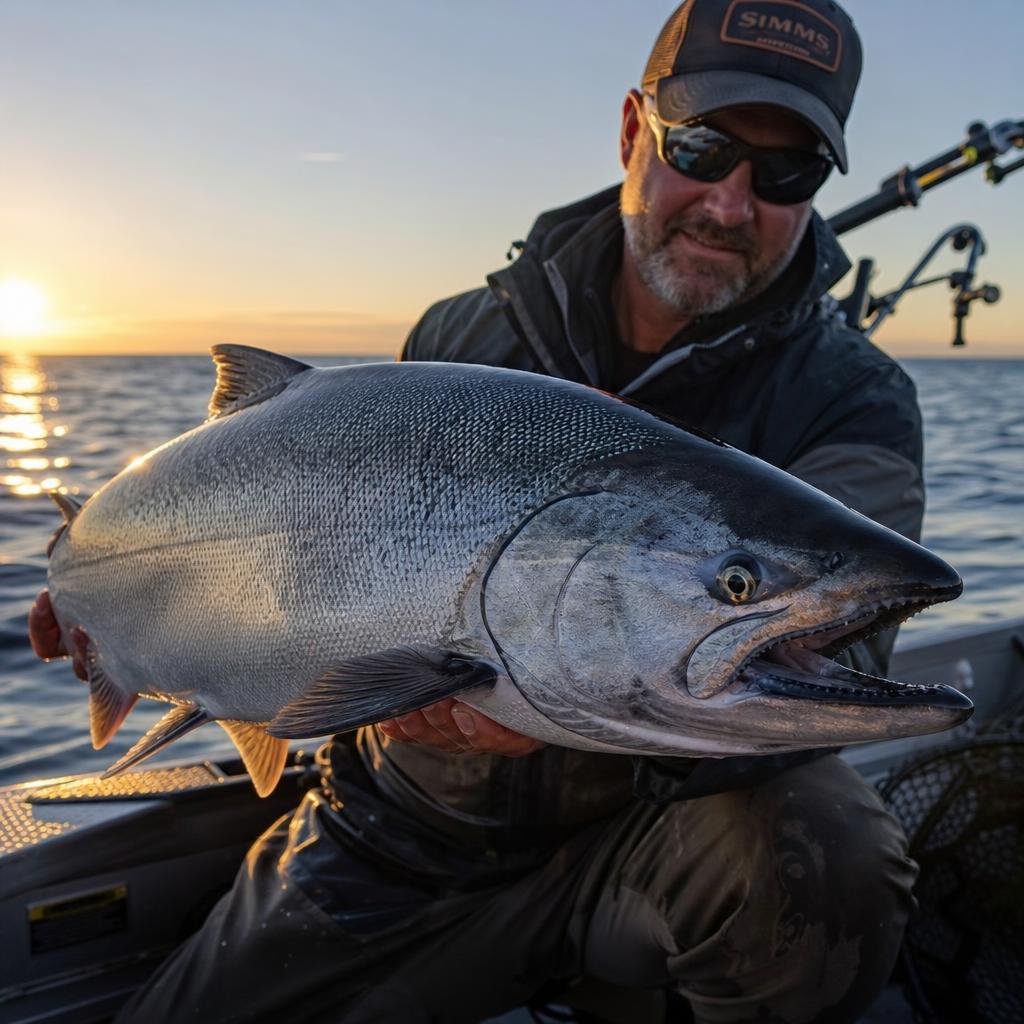 Large King Salmon caught on Lake Michigan
