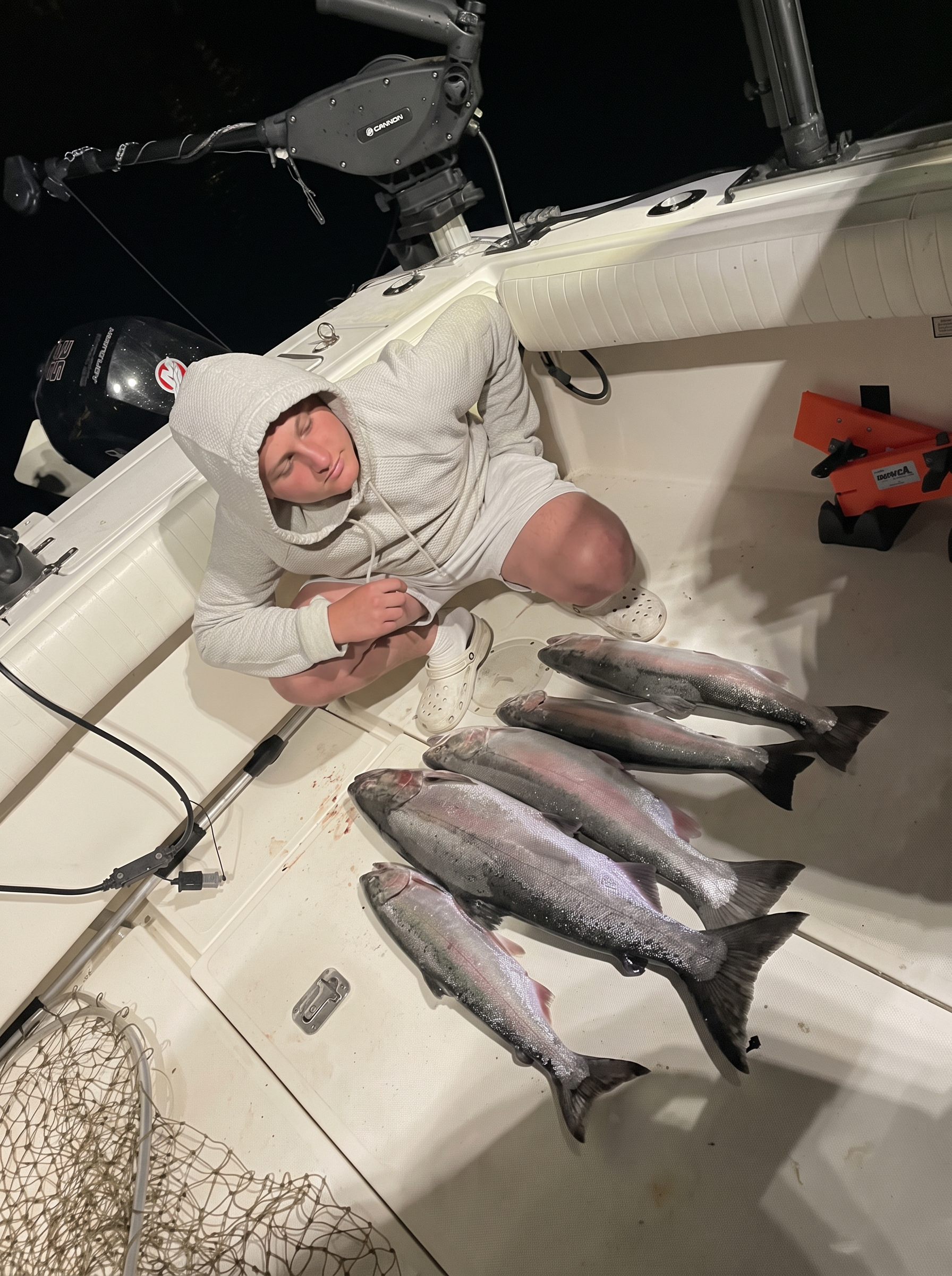 Limit of king salmon on the deck after a successful evening trip
