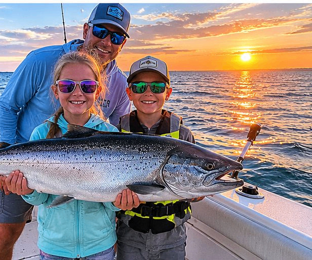 Young angler with a fresh Lake Michigan catch