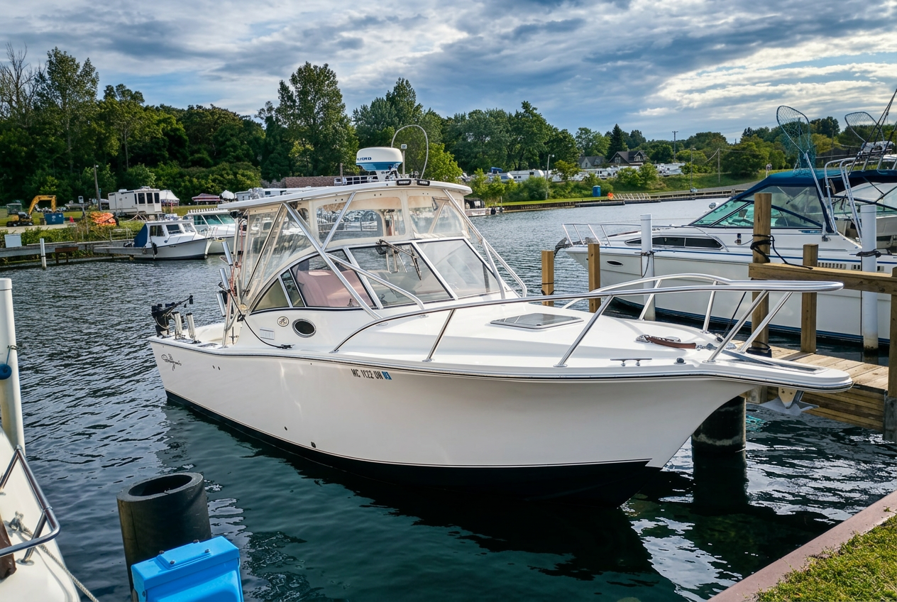 The Next Bite — Albemarle 260 Express charter boat underway on Lake Michigan